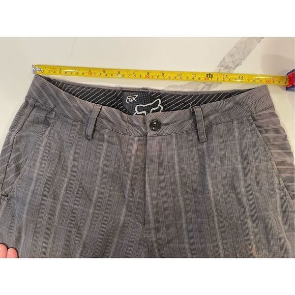 Fox Racing Plaid Check Black Grey Shorts Sz 32 - Picture 7 of 9